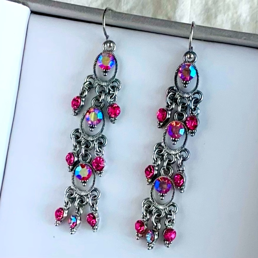 Pink Iridescent Chandelier Earrings